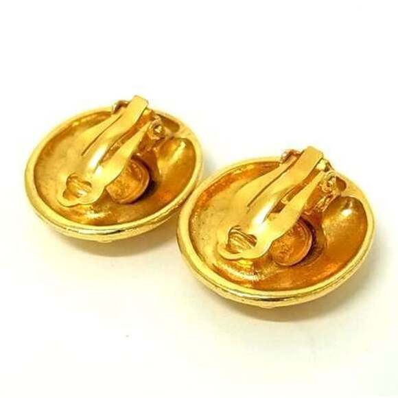 CHANEL Gold Logo Earrings